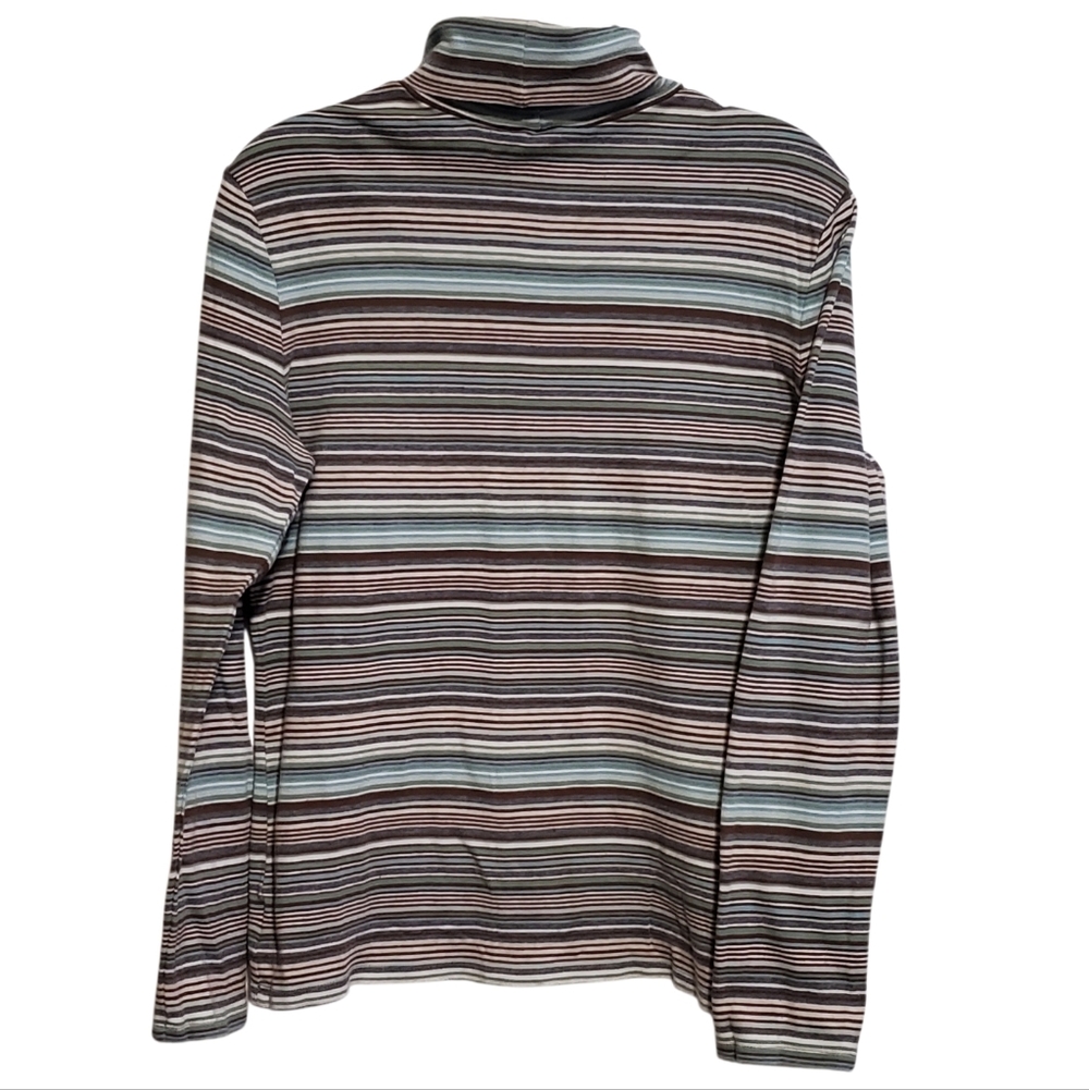 Eddie Bauer Multicolor Striped Turtleneck Knit Top. 100% Cotton. LG - Picture 2 of 3